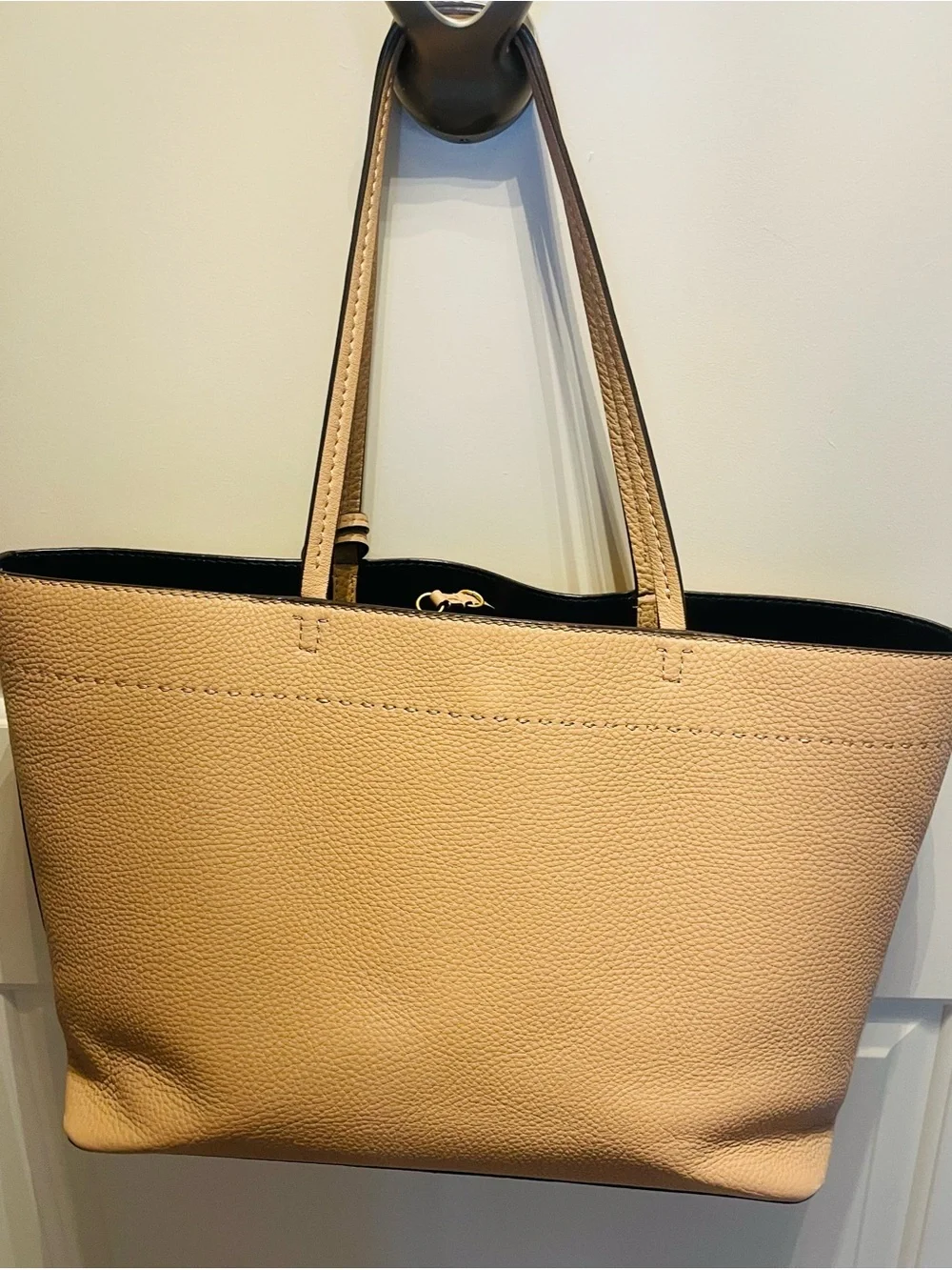 Tory Burch Pebbled Leather Tassel Tote in Tan